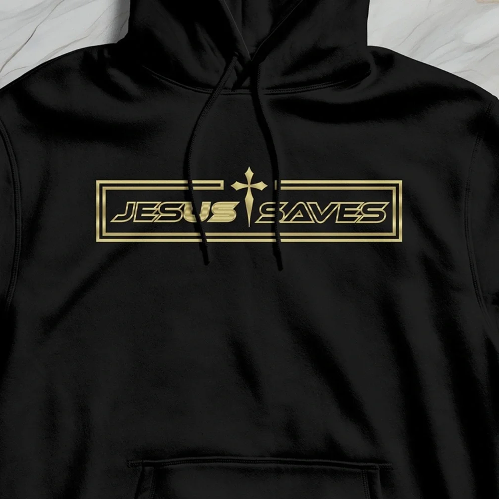 Men’s Hoodie Jesus Saves Us Christian Faith Bible Verse Sweatshirt - Picture 2 of 3